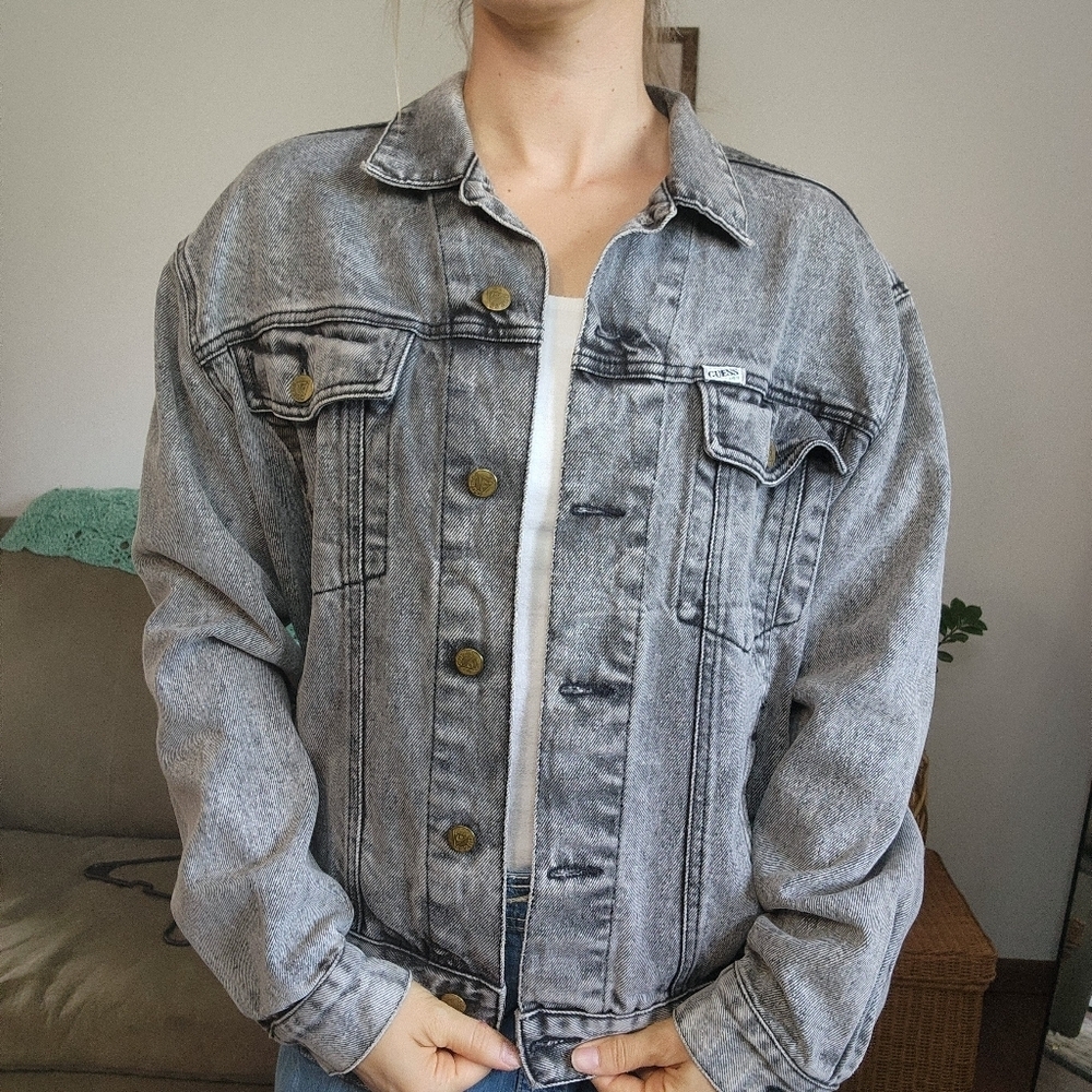 Georges Marciano For Guess Vintage Acid Washed Denim Jacket Size Large